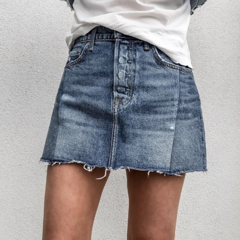 GRLFRND Claudia Denim Mini Skirt in Dancing Queen